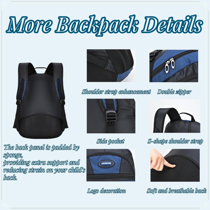 VIDOSCLA Teenage Boys Color-blocking Sports Kids Backpack Middle/High Schoolbag Elementary Student Bookbag for School Teen Boys Grey - Image 5